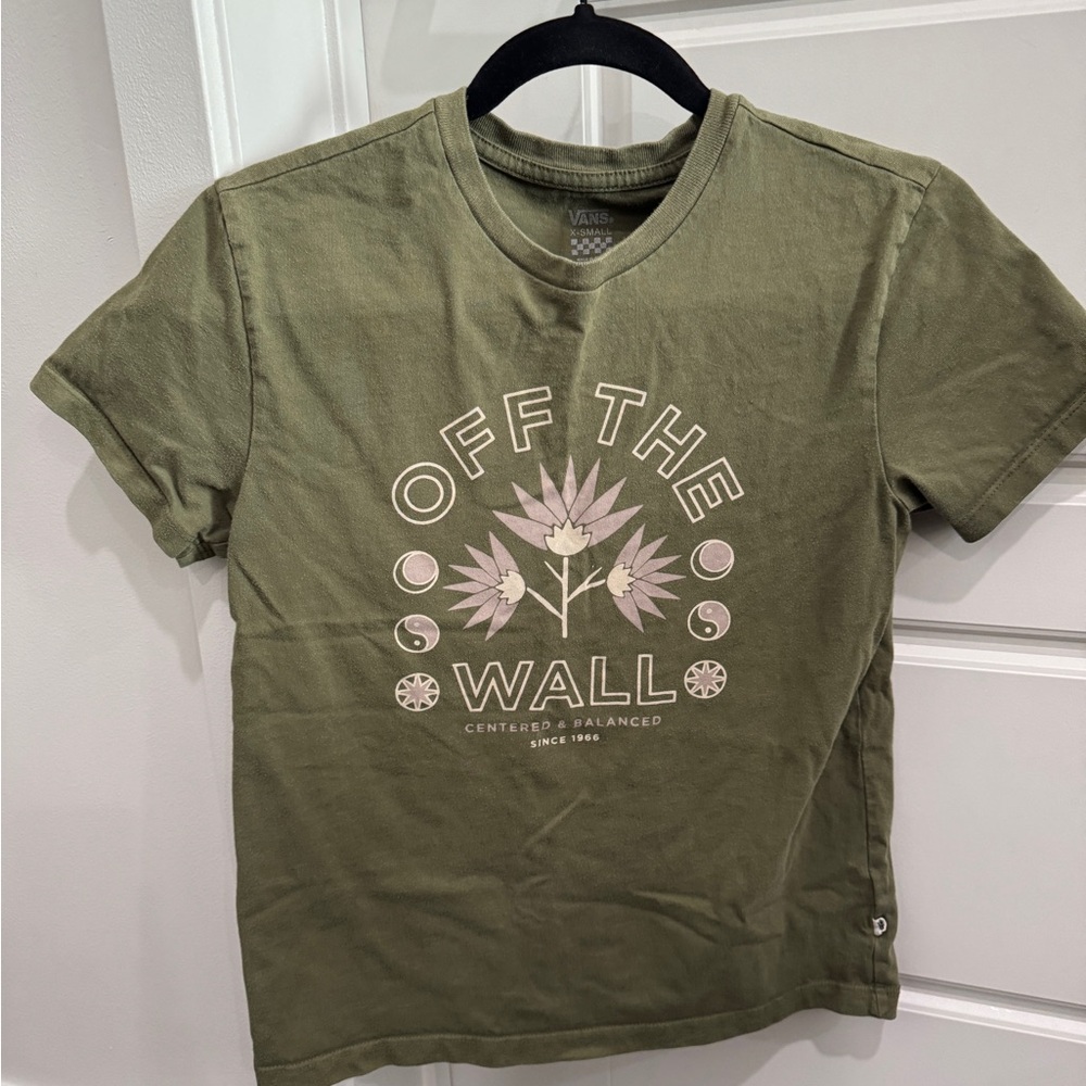 Vans Olive T-Shirt with Floral Design